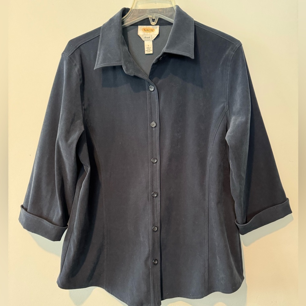 Talbots Women’s Suede Shirt size L - slate blue